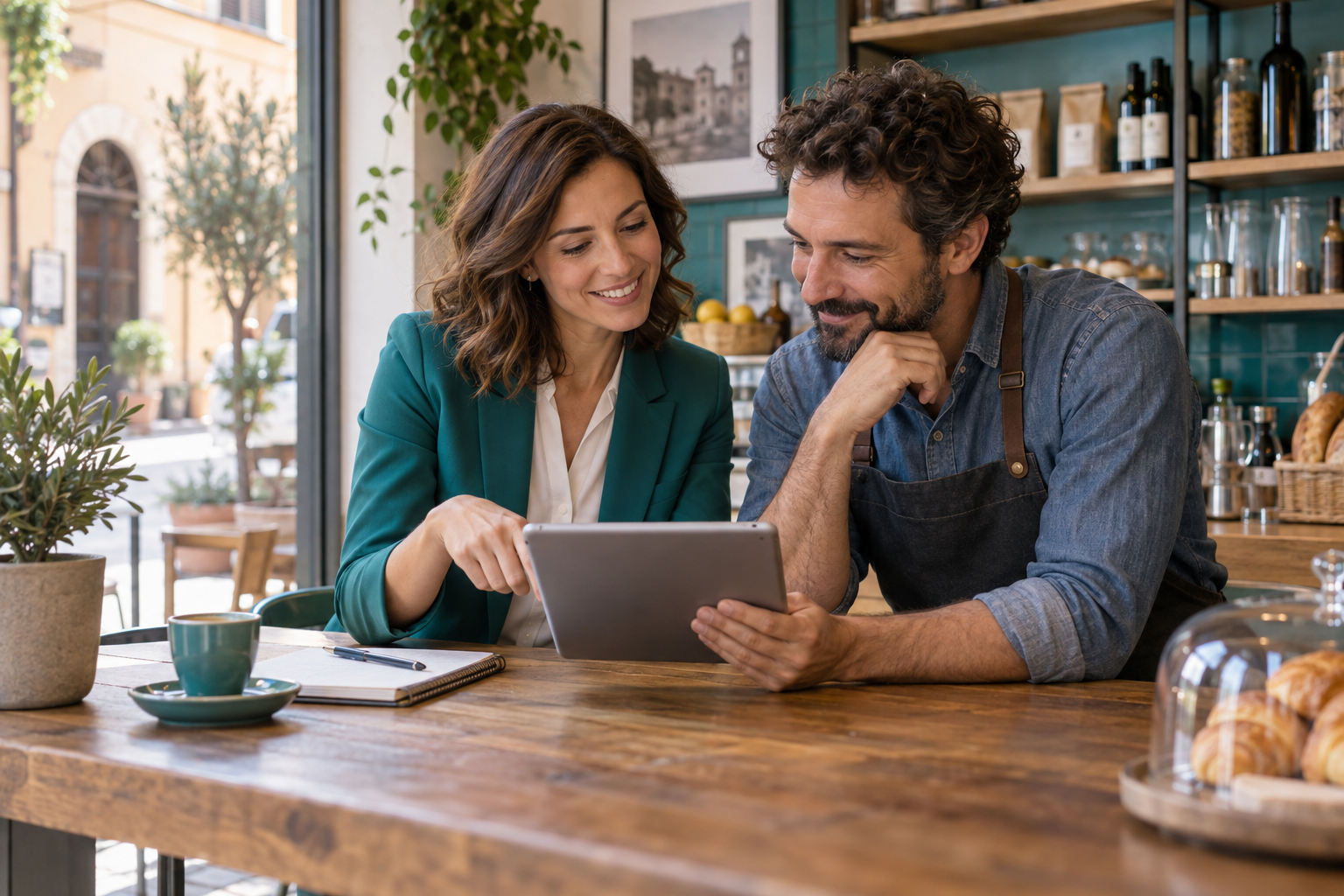Una Sales Advisor presenta le opportunità WELOYCASH a un imprenditore